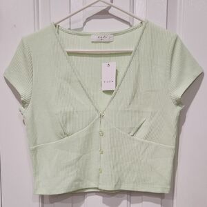 Elodie Mint Green Ribbed Crop Top